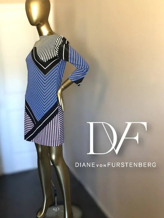 Diane Von Furstenberg Dresses & Skirts - DIANE VON FURSTENBERG "Ruri" Striped Silk Shift Dress - Size 6 - $345 MSRP